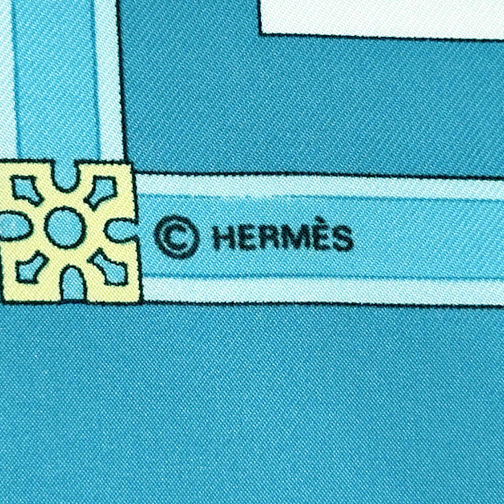 HERMES Authentic Blue Silk Scarf - Picture 4 of 8